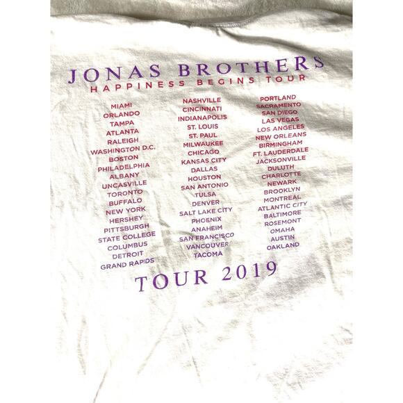 Jonas Brothers 2019 Tour Tee White Gildan Softstyle L - Picture 6 of 7